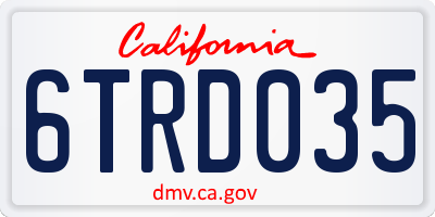 CA license plate 6TRD035