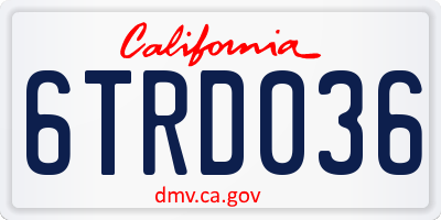 CA license plate 6TRD036