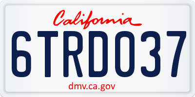 CA license plate 6TRD037