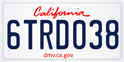 CA license plate 6TRD038