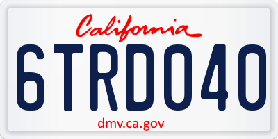 CA license plate 6TRD040