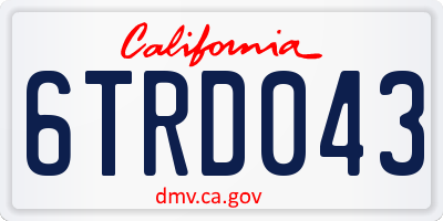 CA license plate 6TRD043