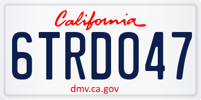 CA license plate 6TRD047