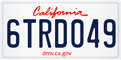 CA license plate 6TRD049