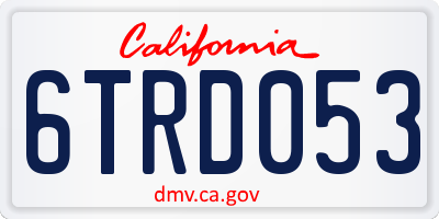 CA license plate 6TRD053