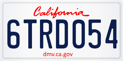 CA license plate 6TRD054