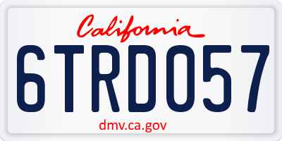 CA license plate 6TRD057
