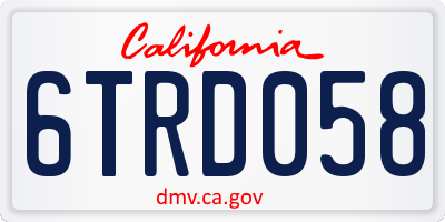 CA license plate 6TRD058