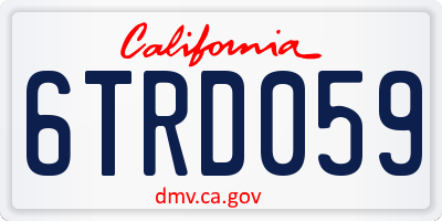 CA license plate 6TRD059