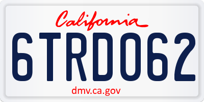 CA license plate 6TRD062