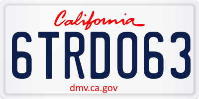 CA license plate 6TRD063