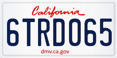 CA license plate 6TRD065