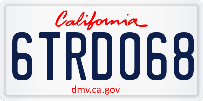 CA license plate 6TRD068