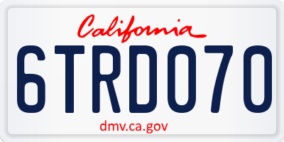 CA license plate 6TRD070