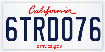 CA license plate 6TRD076