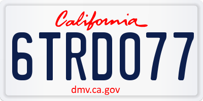 CA license plate 6TRD077