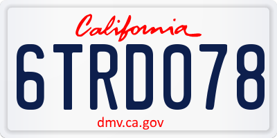 CA license plate 6TRD078