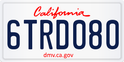 CA license plate 6TRD080