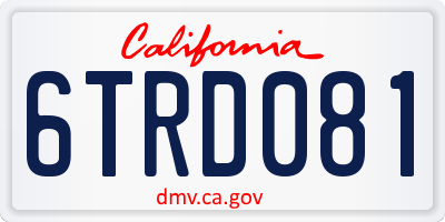 CA license plate 6TRD081