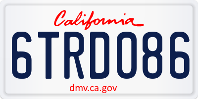 CA license plate 6TRD086