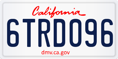 CA license plate 6TRD096