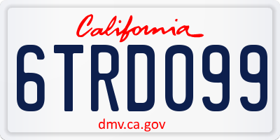 CA license plate 6TRD099