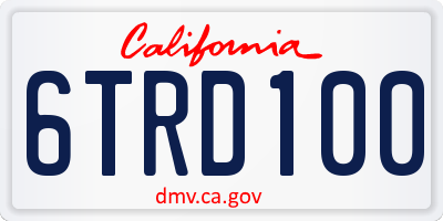 CA license plate 6TRD100