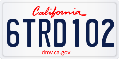 CA license plate 6TRD102
