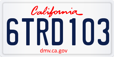 CA license plate 6TRD103