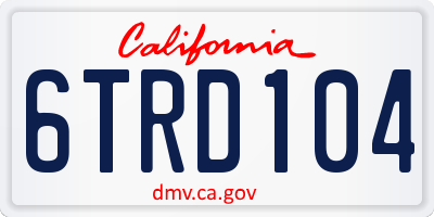 CA license plate 6TRD104