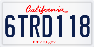 CA license plate 6TRD118