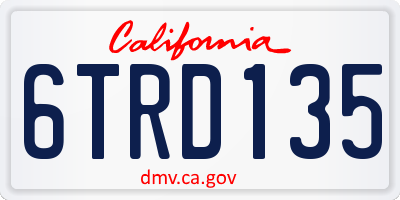 CA license plate 6TRD135