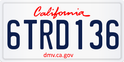 CA license plate 6TRD136