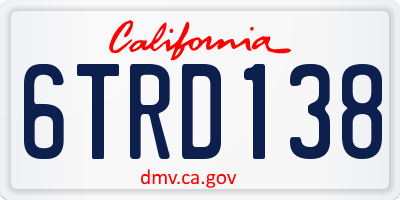 CA license plate 6TRD138
