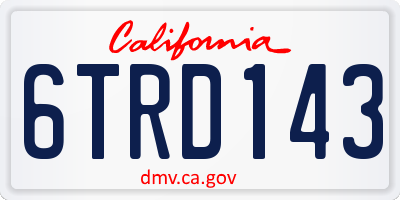 CA license plate 6TRD143