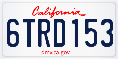 CA license plate 6TRD153