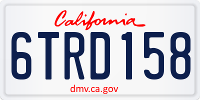 CA license plate 6TRD158