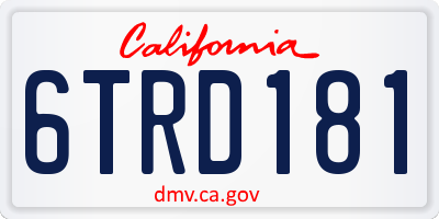 CA license plate 6TRD181