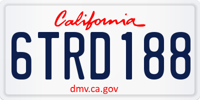 CA license plate 6TRD188