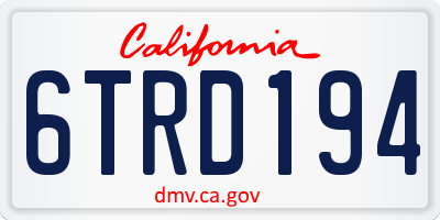 CA license plate 6TRD194