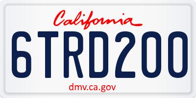 CA license plate 6TRD200