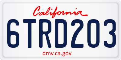 CA license plate 6TRD203