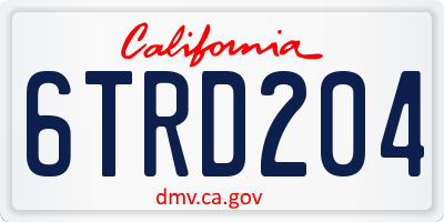 CA license plate 6TRD204
