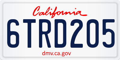 CA license plate 6TRD205