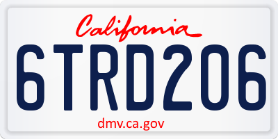 CA license plate 6TRD206