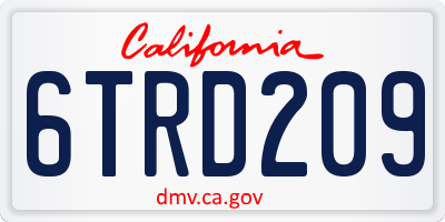 CA license plate 6TRD209