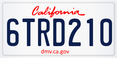 CA license plate 6TRD210