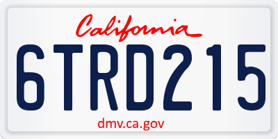 CA license plate 6TRD215