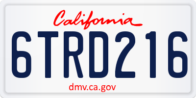 CA license plate 6TRD216