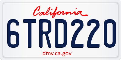 CA license plate 6TRD220
